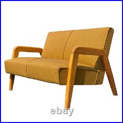 Mid-Century Modern Sculpted Settee Sofa by Russel Wright for Thonet