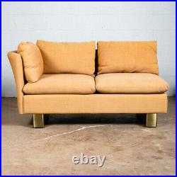Mid Century Modern Sectional Sofa 3 piece Baughman Brass Peach Couch Round Back