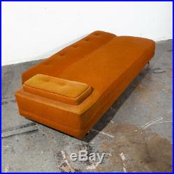Mid Century Modern Sectional Sofa Couch L shape Curved Daybed Burnt Orange Mcm