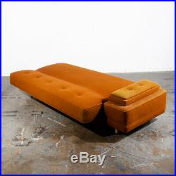 Mid Century Modern Sectional Sofa Couch L shape Curved Daybed Burnt Orange Mcm