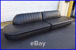 Mid Century Modern Sectional Sofa Rowlands L Shaped 4 Pc Black Vinyl Couch VTG