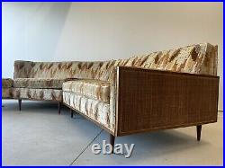 Mid Century Modern Sectional Sofa With Cane Side