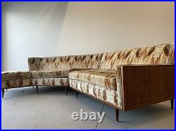Mid Century Modern Sectional Sofa With Cane Side
