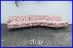 Mid Century Modern Sectional Two Part Long Couch Sofa 3625