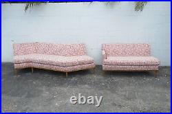 Mid Century Modern Sectional Two Part Long Couch Sofa 3625