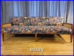 Mid-Century Modern Sofa Bed / Daybed Floral Upholstery