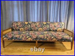 Mid-Century Modern Sofa Bed / Daybed Floral Upholstery