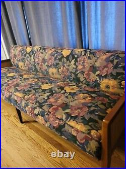 Mid-Century Modern Sofa Bed / Daybed Floral Upholstery