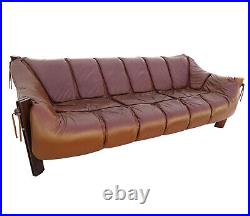 Mid Century Modern Sofa & Chair Percival Lafer MP-211 Brown Leather Rosewood VTG