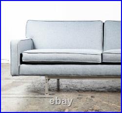 Mid Century Modern Sofa Couch Alcoa Aluminum Co. Florence Knoll Grey Blue 3 Seat