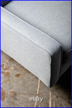 Mid Century Modern Sofa Couch Alcoa Aluminum Co. Florence Knoll Grey Blue 3 Seat