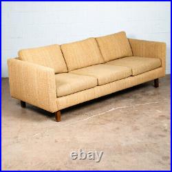 Mid Century Modern Sofa Couch Bed Yellow Tweed Solid Walnut 3 Seater American NM