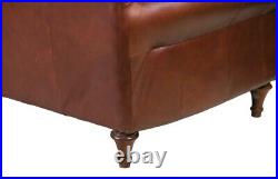 Mid Century Modern Sofa Couch Burgundy Leather 70s 80s Vintage Arms Plush Backs