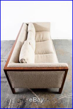 Mid Century Modern Sofa Couch Knoll Nelson Milo Baughman Dunbar Club Walnut Case