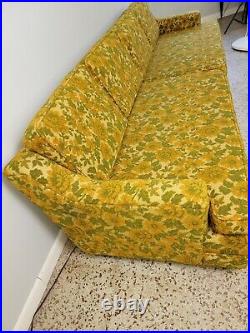 Mid Century Modern Three Cushion Sofa with Vintage Upholstery 1970s Flower Power