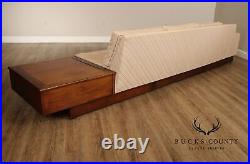 Mid-Century Modern Walnut Long Sofa With End Table