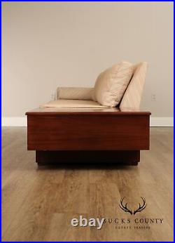 Mid-Century Modern Walnut Long Sofa With End Table