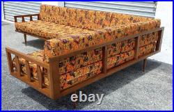 Mid Century Modern Yugoslavian Danish Design Walnut Wood Daybed Sectional Couch