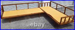 Mid Century Modern Yugoslavian Danish Design Walnut Wood Daybed Sectional Couch
