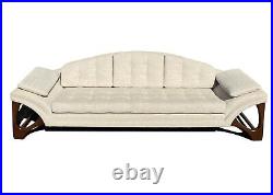 Mid Century Modern sofa couch gondola style with sculptural walnut base