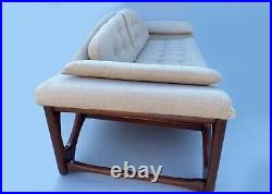 Mid Century Modern sofa couch gondola style with sculptural walnut base