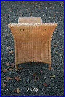 Mid Century Modern vintage wicker Rattan Bamboo sculptural chaise lounge Chair