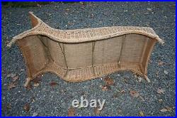 Mid Century Modern vintage wicker Rattan Bamboo sculptural chaise lounge Chair