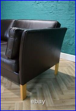 Mid Century Retro Danish 2.5 Seat Sofa in Dark Brown Leather by Erik Jorgensen