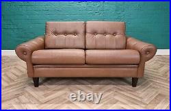 Mid Century Retro Vintage Danish Brown Leather 2 Seat Sofa Settee 1960s 70s