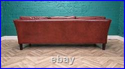 Mid Century Retro Vintage Danish Cognac Brown Leather 3 Seat Sofa Settee 1970s