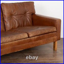 Mid Century Three Seat Brown Leather Sofa Denmark circa 1960