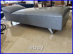 Mid Century Vintage Grey Leather Chaise Longue Sofa