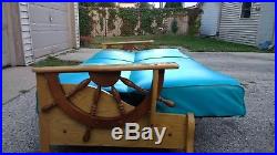 Mid-Century Wagon Wheel Vintage Nautical Furniture Sofa Couch 1950s 60s Vinyl