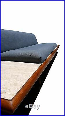 Mid century Adrian Pearsall Platform Sofa with Travertine end table