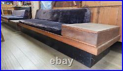 Mid century modern large platform sectional sofa set attached side tables Eames