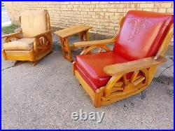 Mid century wagon wheel furniture set (6 pieces)
