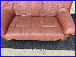 Midcentury Modern Vintage Leather Danish Love Seat Ekornes style