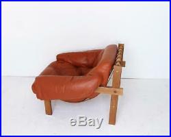 Midcentury Percival Lafer Style Cognac Tufted Leather Armchairs, 1970s