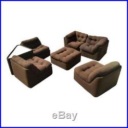 Milo Baughman Style Seven-Piece Group Modular Sofa Sectional, 1970s