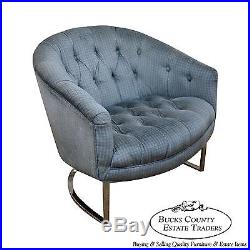 Milo Baughman Thayer Coggin Chrome Frame Barrel Back Lounge Chair