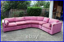 Milo Baughman for Forecast Furniture Hot Pink Orchid Velvet MCM Sectional Sofa