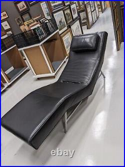 Milo Baughman for Thayer Coggin Buttery Leather Black FRED Chaise Lounge Chair