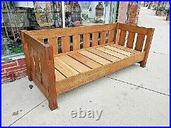 Mission Arts & crafts Craftsmen Oak slotted Antique Sofa couch Stickley style