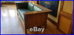 Mission Stickley Arts & Crafts Green Leather Sofa Licensed Reproduction