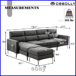 Modern Sectional Sofa Set U-Shaped Convertible Couch Living Room Sofas for Home