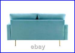 Modern Upholstered Velvet Loveseat Sofa 2 Seater Couch Square Arm Sofa 62.5 Inch
