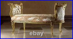 NEW Luxury French Style Gilt Carved Chaise Lounge Bench Sofa Loveseat Daybed