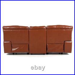 Natuzzi Style Brown Leather Modular Reclining Sofa