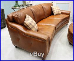 New Art Deco Curved Sofa Couch Best Top Grain Leather Modern Restoration Style