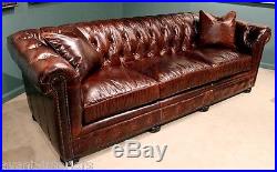 New English Restoration Hardware Styl Top Grain Leather Chesterfield Sofa Couch